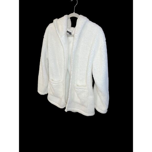 Olivia Sky Open Front Teddy Bear Fur Jacket in White Size L - Picture 4 of 8
